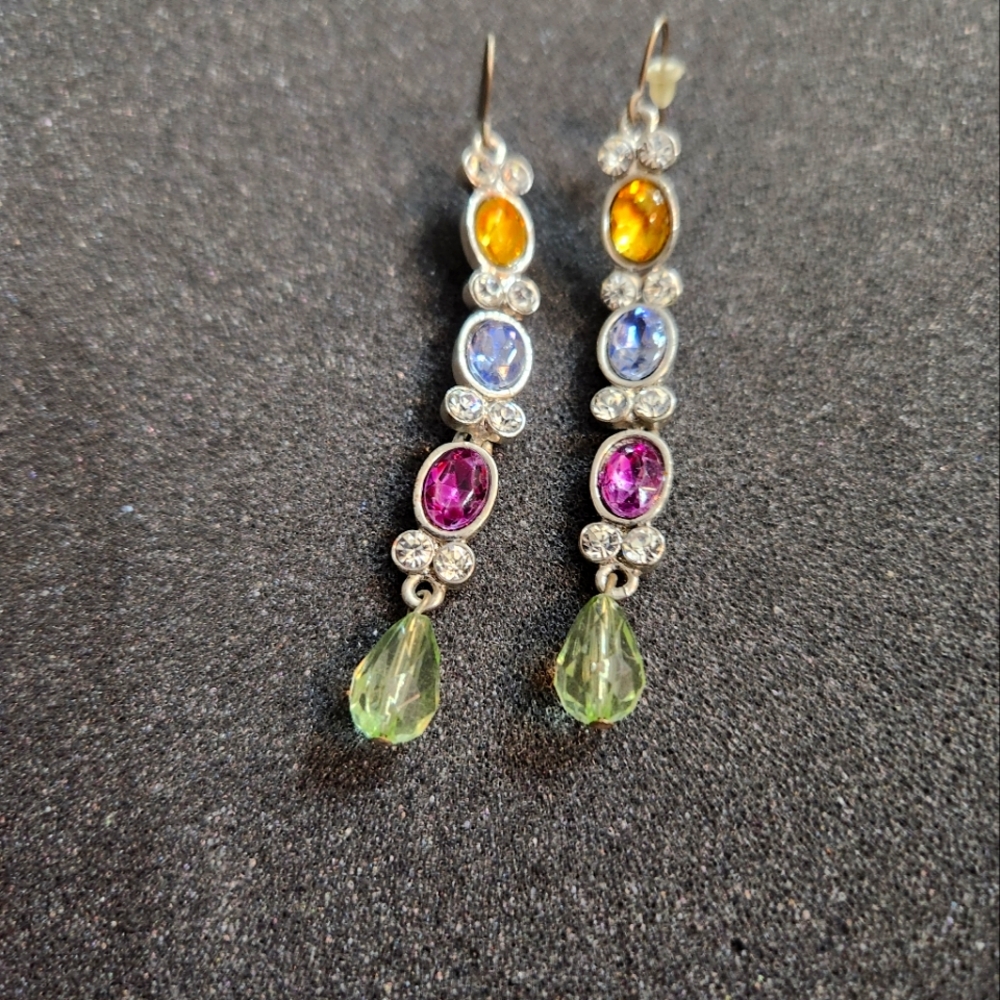 Vintage Arnold Scaasi Crystal Multi Color Earrings